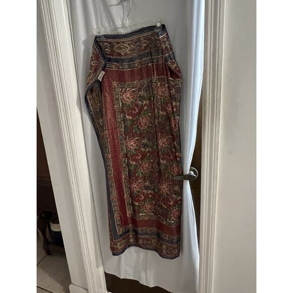 oscar de la renta accessory street scarf Vintage Blue Red Floral Metallic 42x43 - Picture 1 of 5